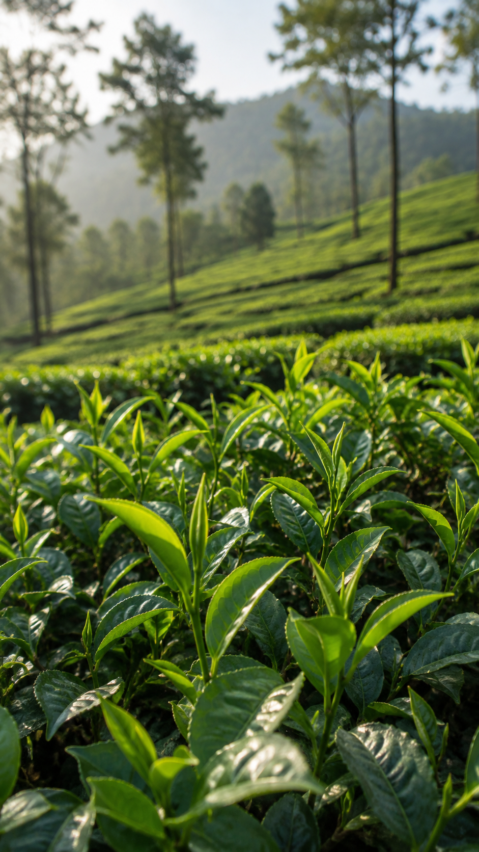 Close-up of fresh tea leaves